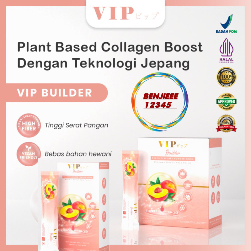 Jual Vip Builder Collagen Peach Plant Based Vip Minuman Kolagen