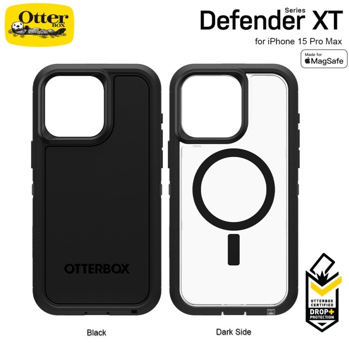 OtterBox Cover for iPhone 15 Pro Max Defender XT with MagSafe, Shock and Drop Resistant, Ultra Rugged Cover, Tested 5x Vs Anti-Drop Regulations MIL-STD 810G, Black, Without Retail Package