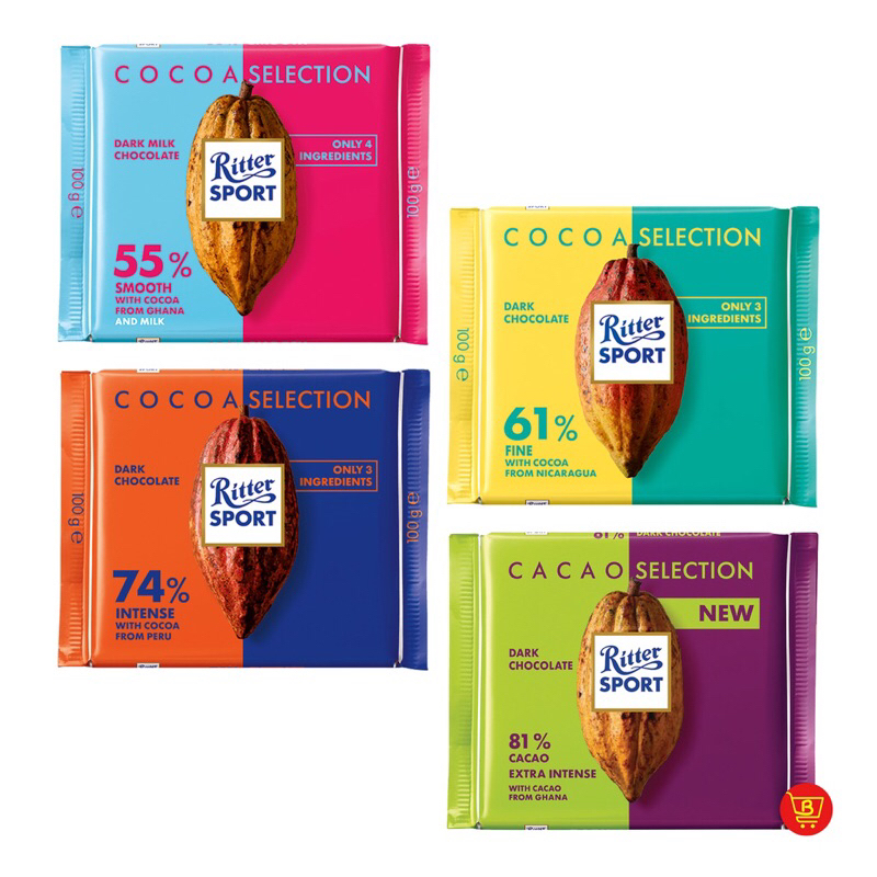 Jual Ritter sport coklat edisi cocoa selection - ORIGINAL NEW | Shopee ...