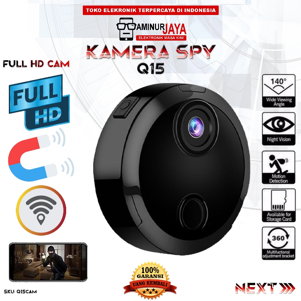Jual Spycam IP Camera Micro Q15 Wifi Camcorder Night Vision Hidden Spy