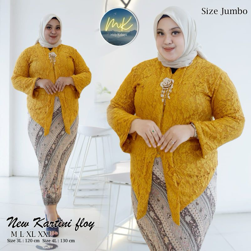 Jual Setelan Kebaya Jumbo Kebaya Brokat Lengan Lonceng 2L 3L 4L Kebaya ...