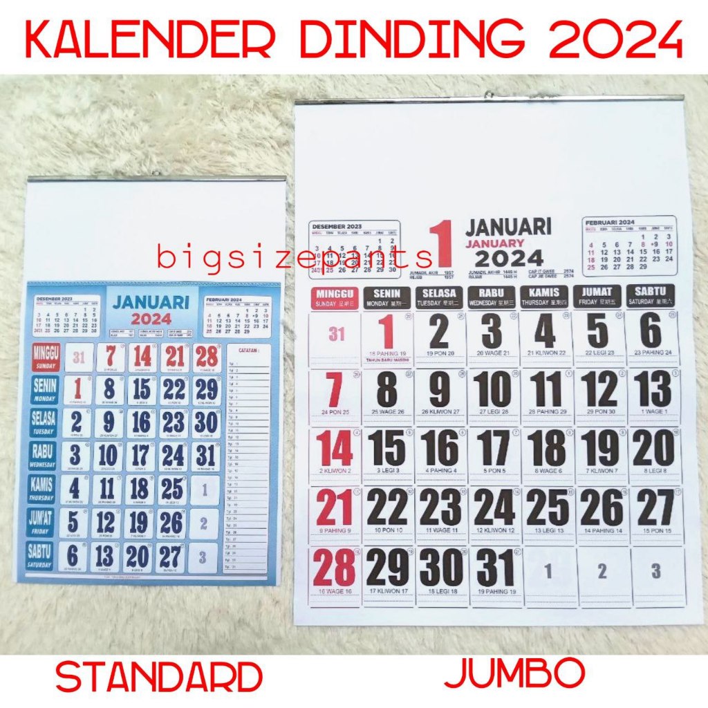 Jual KALENDER DINDING JUMBO 2024/KALENDER BULANAN 2024 | Shopee Indonesia