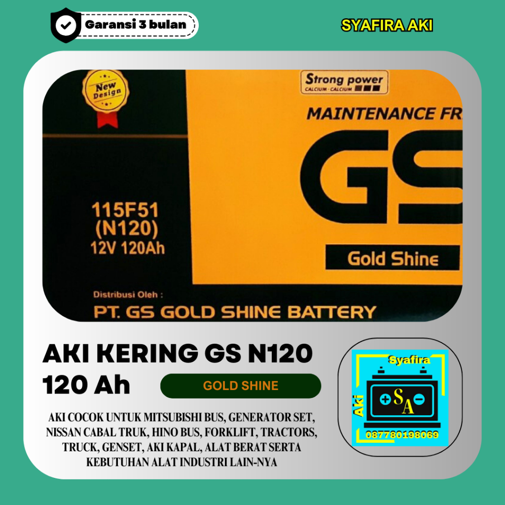 Jual Aki Genset Gs Mf N120 Aki Kering 12v 120ah Shopee Indonesia 4531