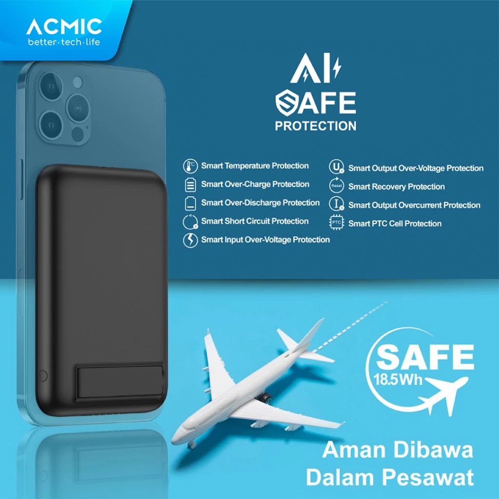 ACMIC MAGBANK 5000-10000mAh Powerbank Magsafe Wireless 20W Fast Charging for iPhone