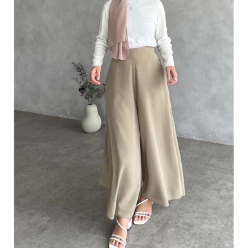 DEMA JEHA Kulot Wanita High Waist Flowy Ceruty Babydoll Premium Standar Jumbo Celana Panjang