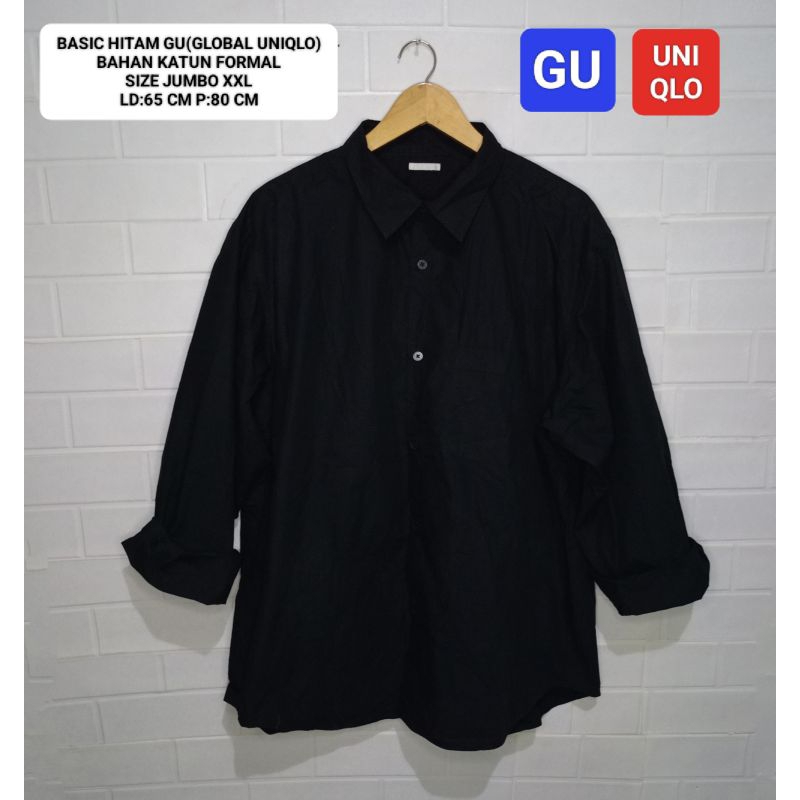 Jual KEMEJA BASIC FORMAL HITAM GU UNIQLO ORI SIZE JUMBO XXL Shopee