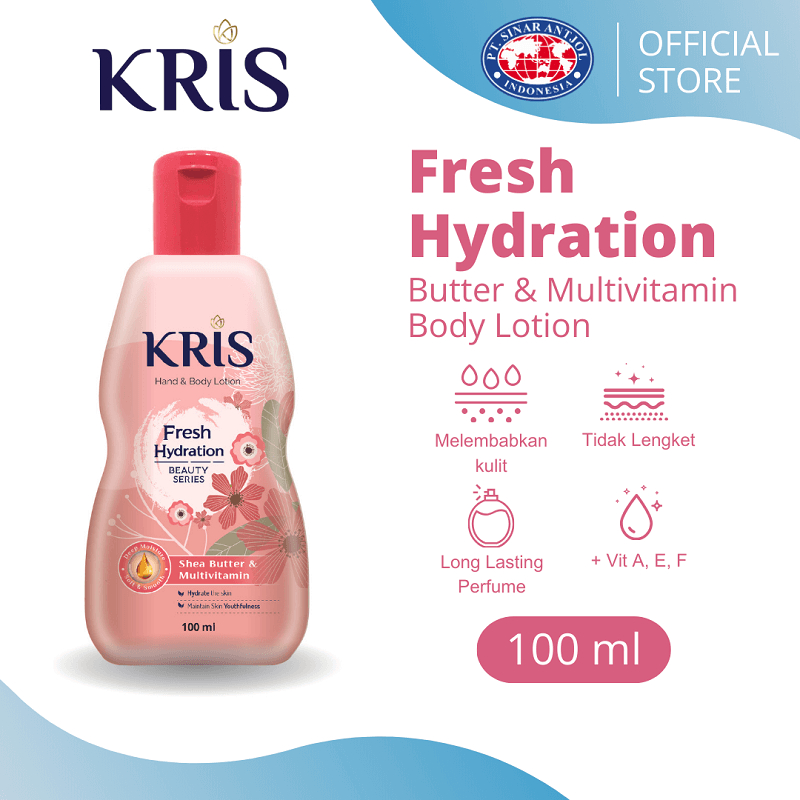 Jual KRIS Hand and Body Lotion Plus Multivitamin Fresh Hydration Pink 100ML Shopee Indonesia