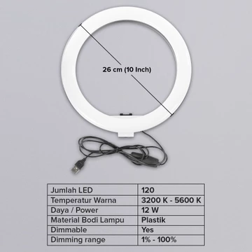 Lampu Halo Ring Light LED Selfie 120 LED 26CM Dgn Holder HP RL 128