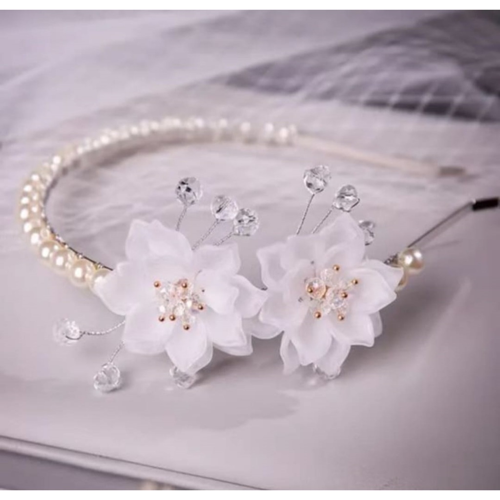 Jual Bando mutiara model bunga, bando princess, bando korea | Shopee ...