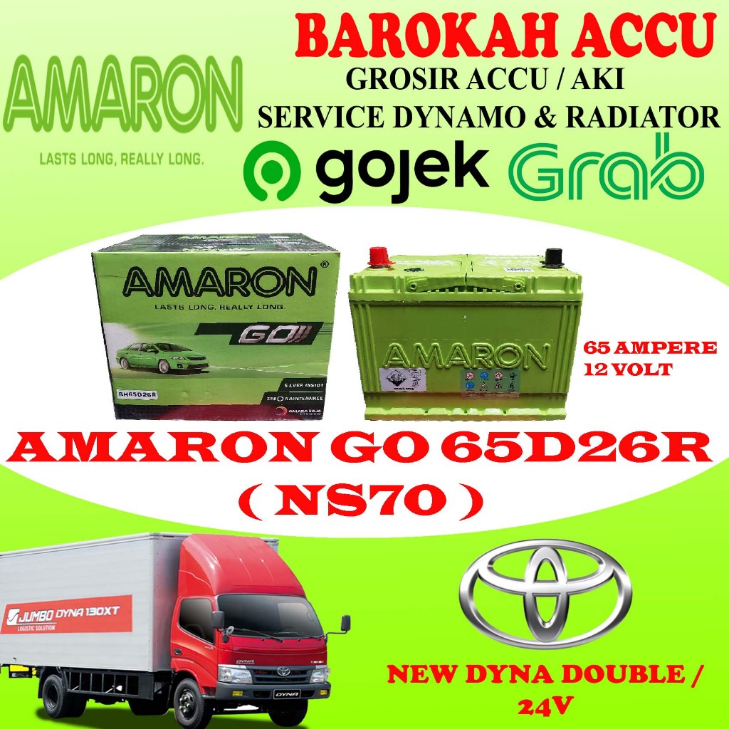 Jual AKI MOBIL TOYOTA NEW DYNA DOUBLE AMARON GO 65D26R / NS70 , 65 AH