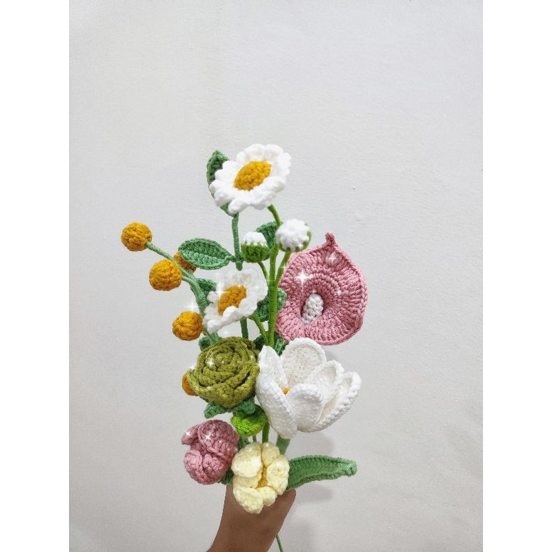 Jual Custom buket bunga rajutan(roses, daisy, calla lily) | Shopee ...