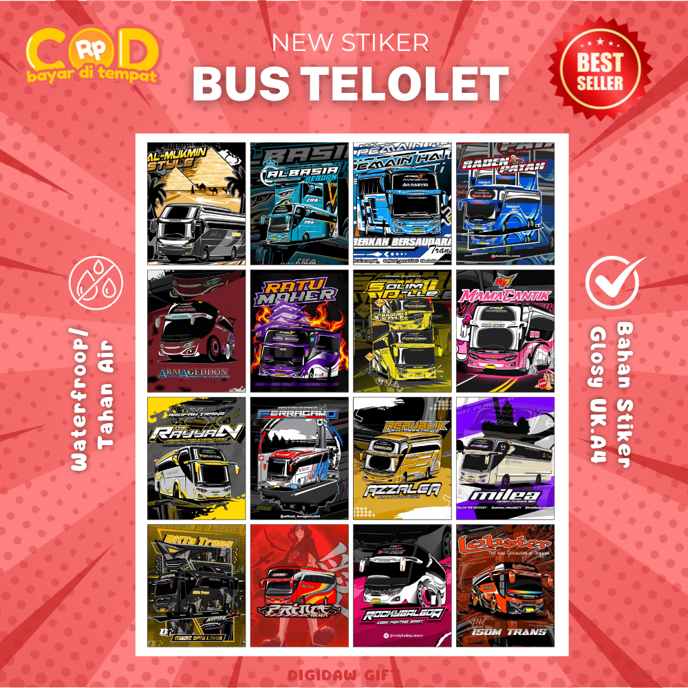 Jual [NEW] 28 PCS STIKER BUS BASURI | STIKER BUS TELOLET | STIKER ...