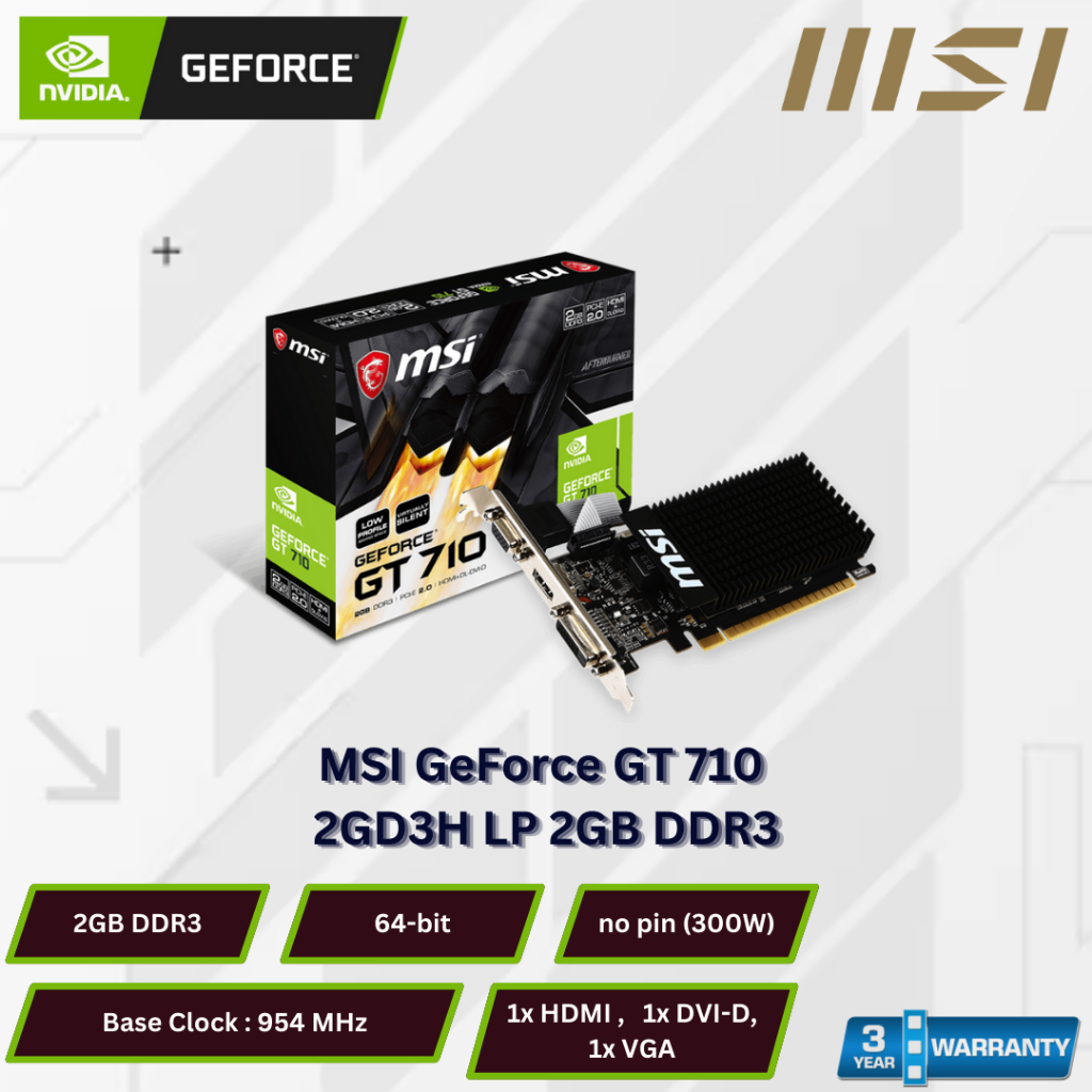 Jual VGA MSI Geforce GT 710 2GB DDR3 2GD3H LP | Nvidia GT710 2GB ...