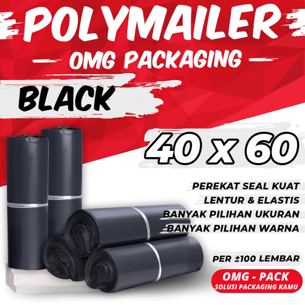 Jual PLASTIK POLYMAILER 40x60 HITAM BLACK MATTE Premium Tebal Lem ...