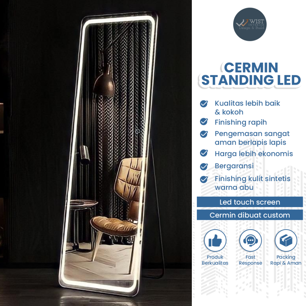 Jual Standing Mirror Minimalis Ukuran 60x150 cm Dengan Led Cermin ...