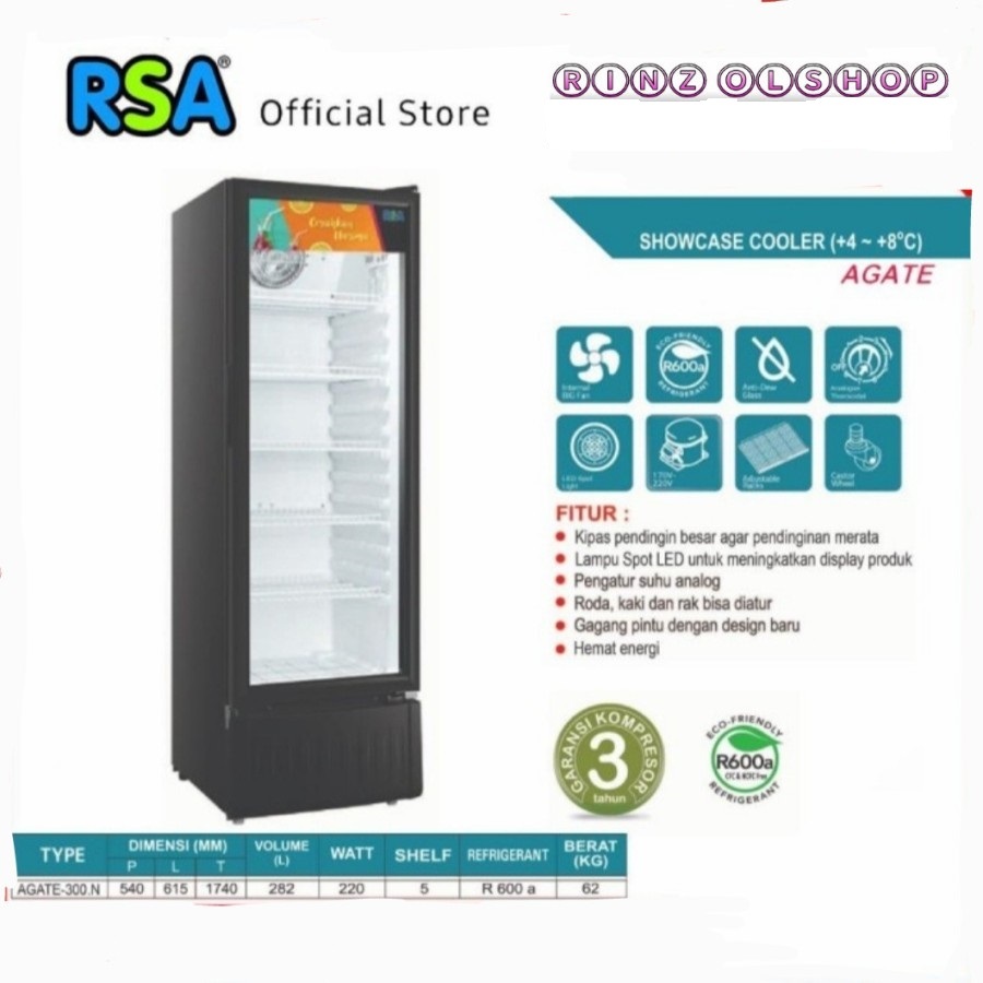 Jual RSA Showcase Display Cooler AGATE-300R / AGATE300R / AGATE 300 R ...