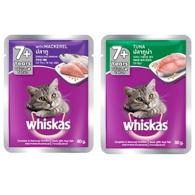 Jual Whiskas 7+ Pouch Senior Cat Wet Food 80gr Makanan Basah Sachet