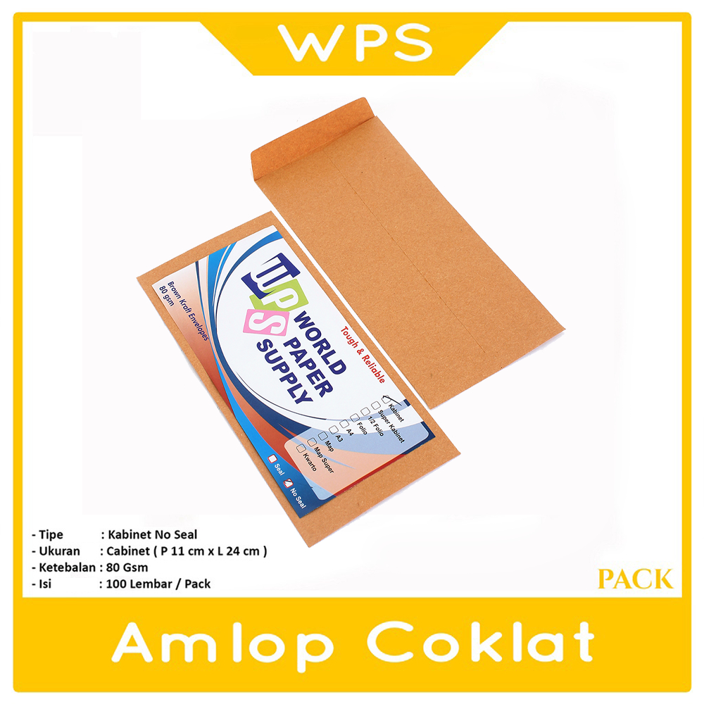 Jual Wps 10 Lembaran Amplop Ukuran Cabinet Coklat Non Seal 10