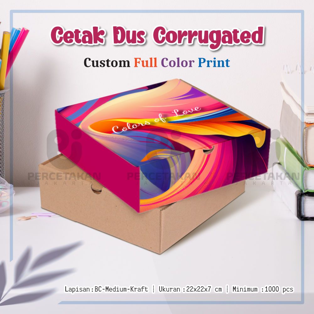 Jual Cetak Dus Corrugated 22x22x7 cm FULL COLOR Free Custom Desain/Logo ...