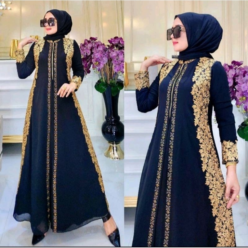 Jual Gamis Abaya Turkey Jersey Mix Ceruty Model KINARA