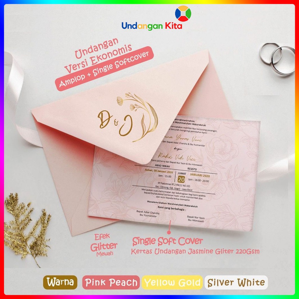 Jual Undangan Pernikahan Amplop Softcover Tipis Super Jasmine Glitter