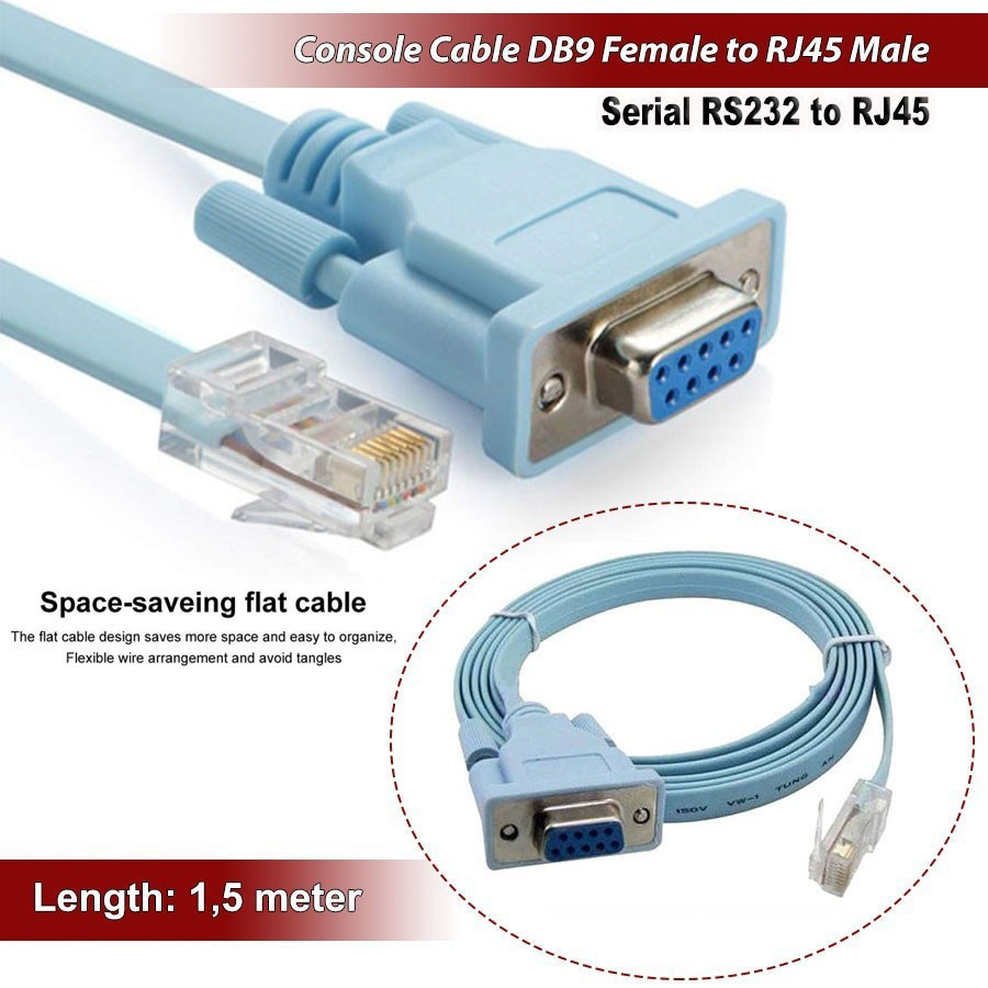 Jual Console Cable Serial DB 9 RS232 Female to RJ45 Male | Shopee Indonesia