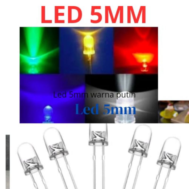 Jual LED 5MM KUNING HIJAU MERAH PUTIH BIRUh | Shopee Indonesia