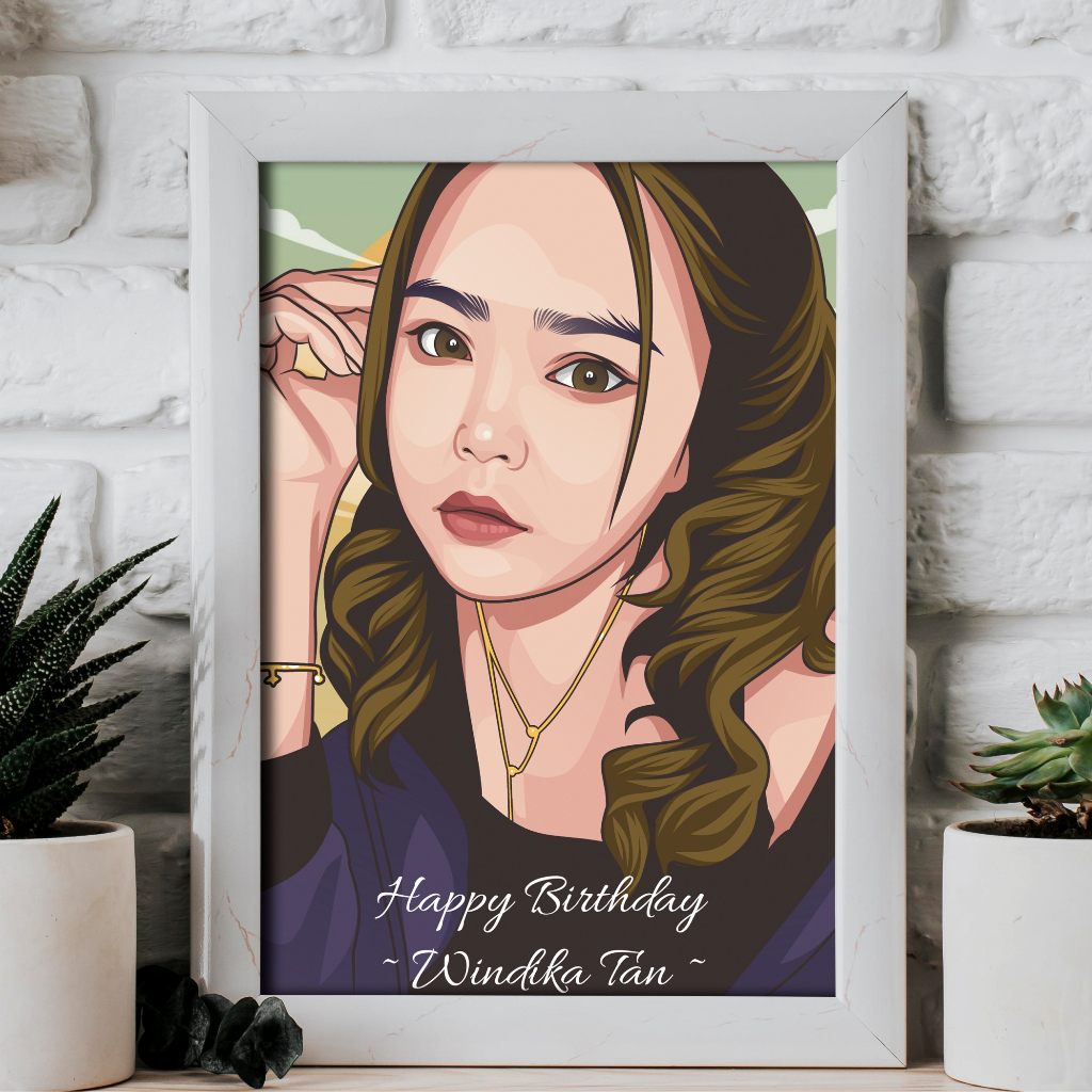 Jual Cetak Foto Mdf Jasa Lukis Wajah Vector Potrait Kartun Kado