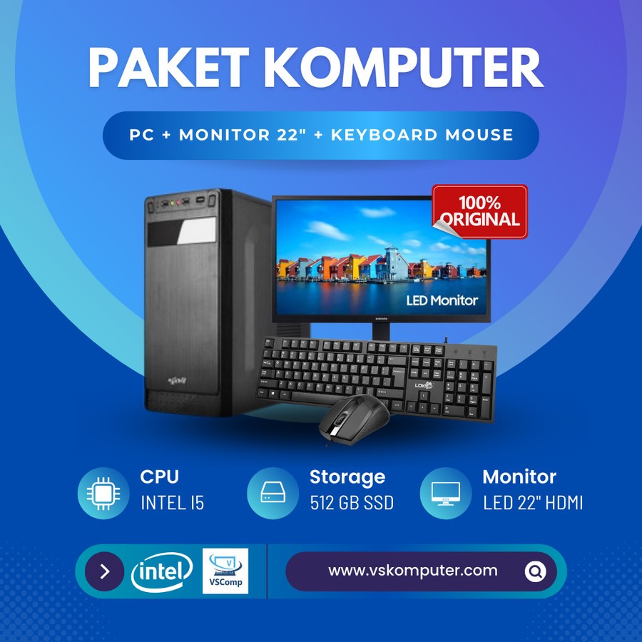 Jual PC Rakitan Lengkap Core i5 8GB SSD 512GB with Monitor 22 inch ...
