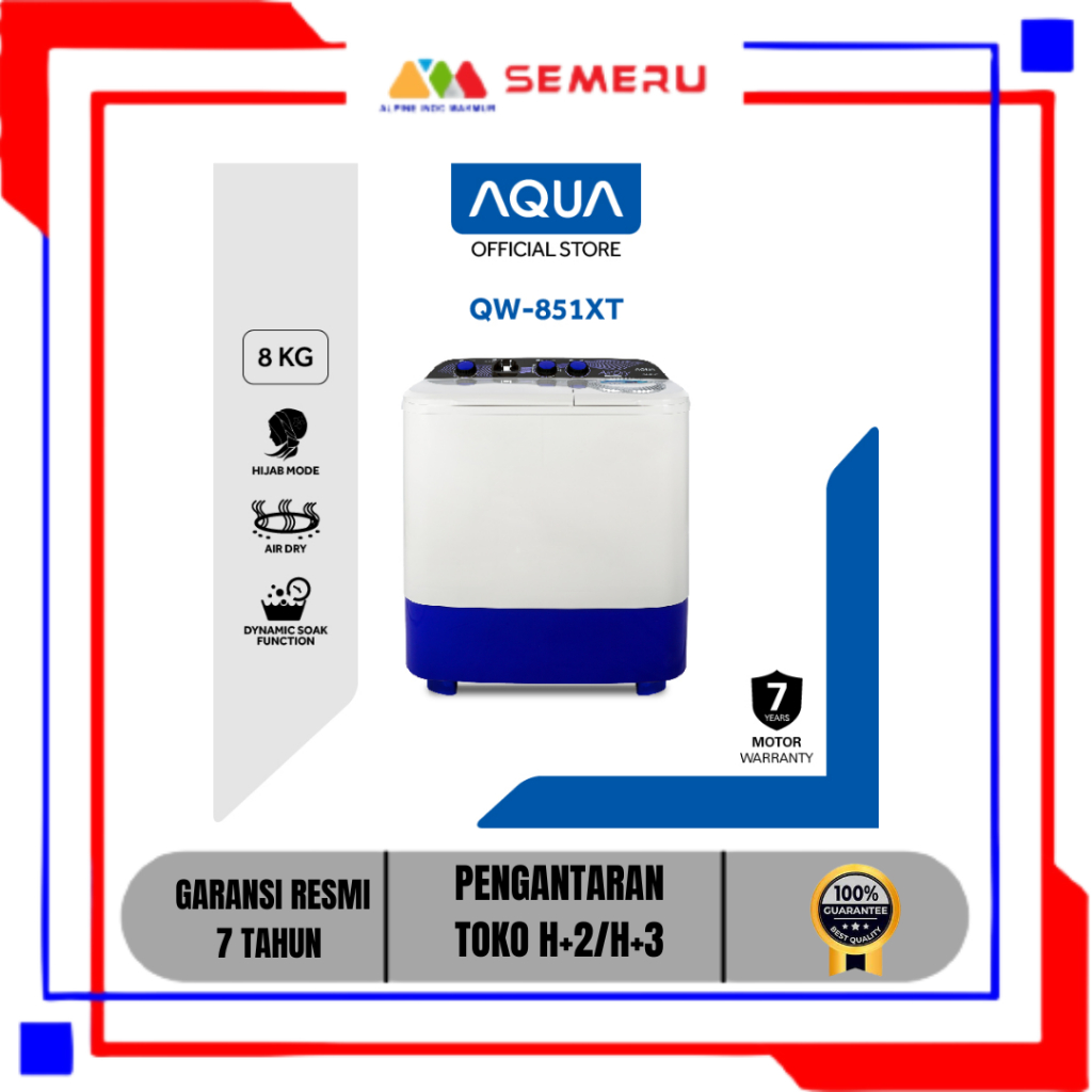 Jual AQUA MESIN CUCI TWIN TUB 8 KG QW-851 XT KHUSUS MAKASSAR | Shopee