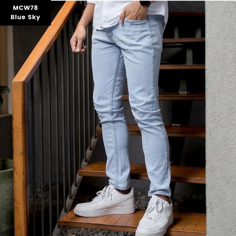 Jual Celana jeans pria Bahan streach melar pensil Slimfit cowok panjang