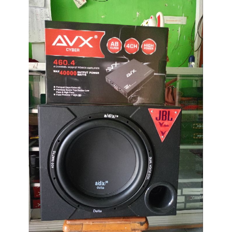 Jual PAKET AUDIO MOBIL SUBWOOFER ADX 12"DOUBLE COIL DAN POWER AVX 4