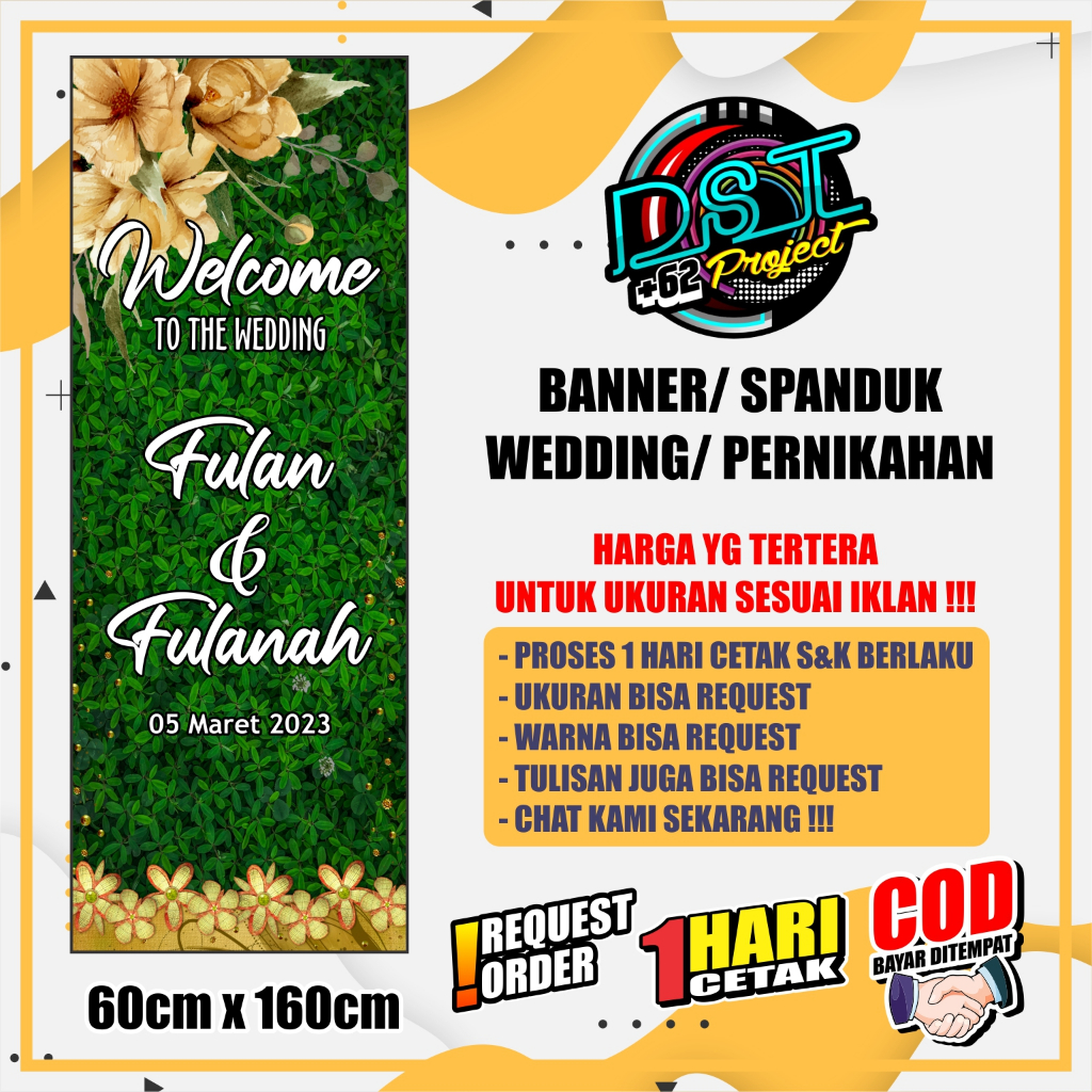 Jual BANNER / SPANDUK WEDDING PERNIKAHAN MODEL C 60 X 160 | Shopee ...