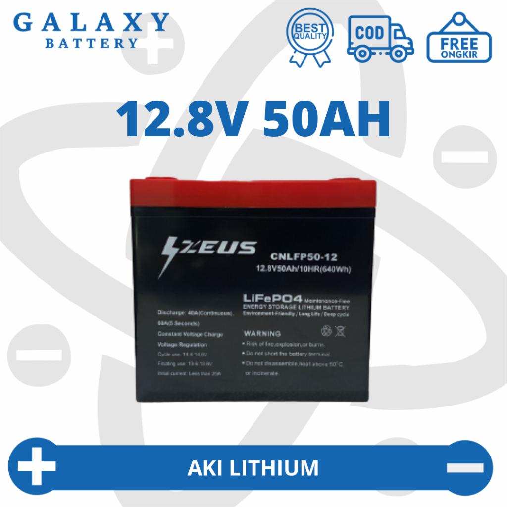 Jual Aki Baterai sepeda listrik Battery VRLA Zeus Lithium 50 Ampere