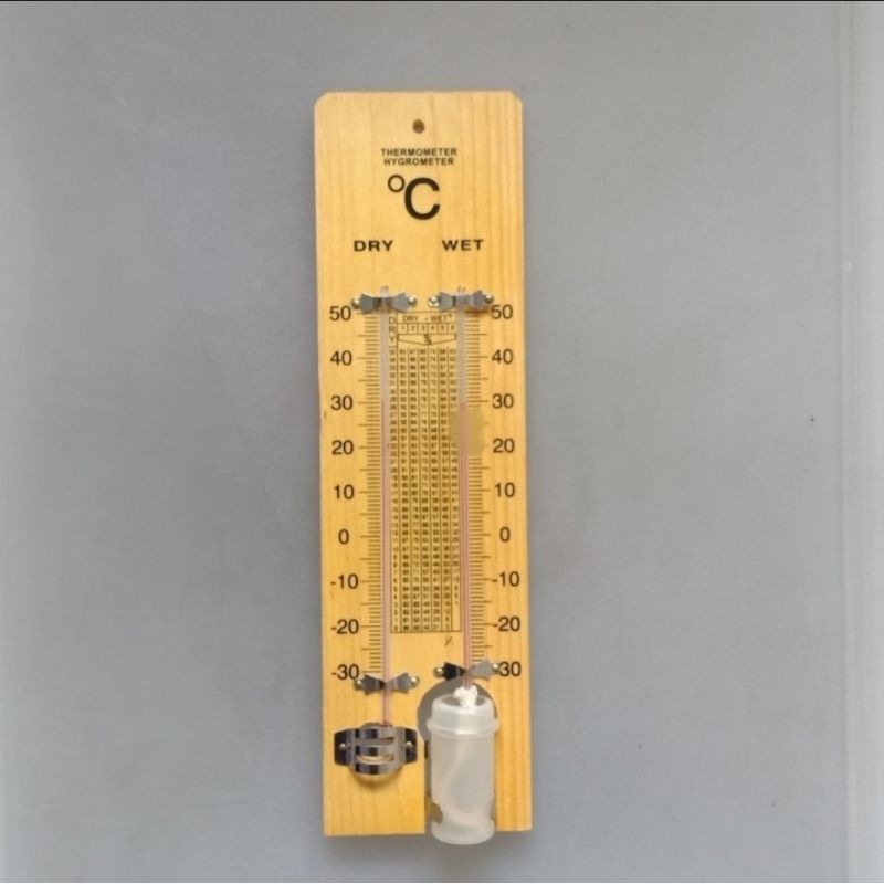 Jual Thermometer Wet and Dry Wood Termometer Kayu Bola Hygrometer Suhu ...