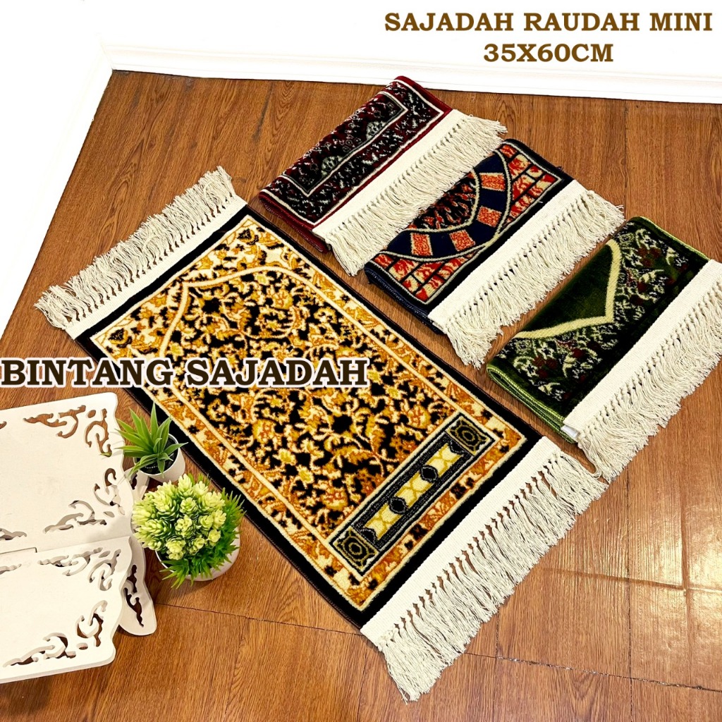 Jual SAJADAH MINI MOTIF RAUDAH HALUS DAN TEBAL UKURAN 35*60 CM | Shopee ...