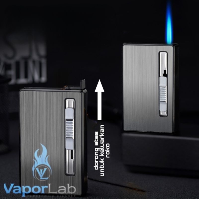 Jual kotak box tempat roko rkk plus korek premium cig case lighter ...