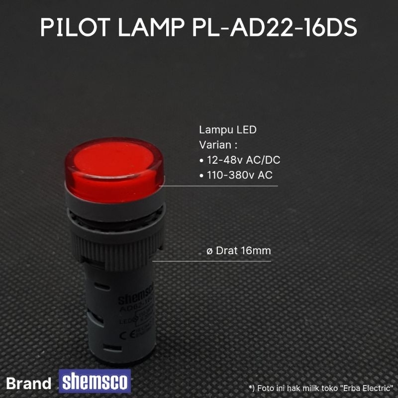 Jual Shemsco 110v 240v 12v 24v 48v Pilot Lamp 16mm Lampu Indikator ...