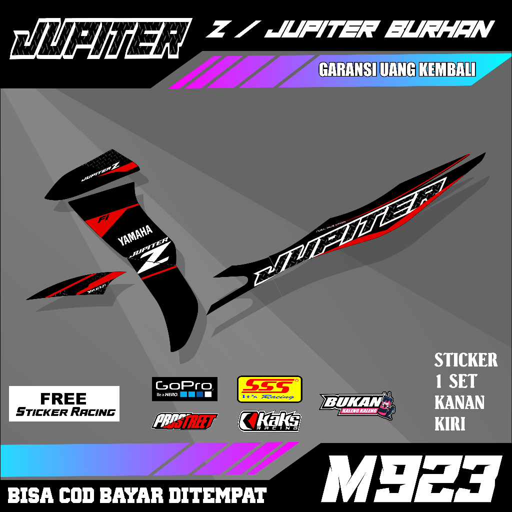 Jual STIKER MOTOR STRIPING YAMAHA JUPITER Z BURHAN KODE M923 STICKER