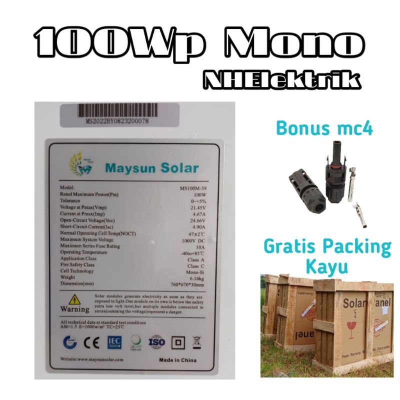 Jual Solar Panel Maysun 100Wp Mono Solar Cell Panel Surya Maysun ...