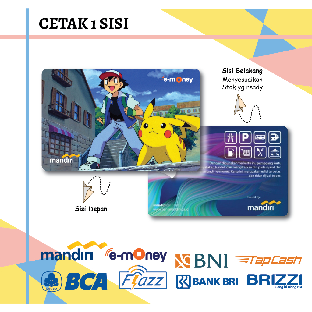 Jual KARTU EMONEY ANIME ASH KETCHUM PIKACHU POKEMON MANDIRI BCA GEN 2 ...