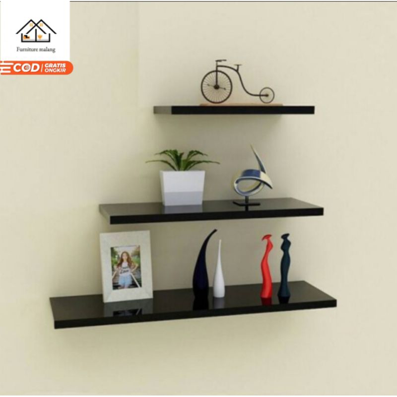 Jual Rak dinding minimalis tempel tembok 1 set 3pcs FREE PAKU ...