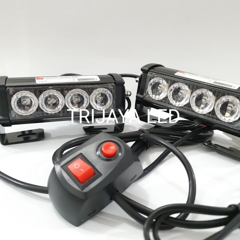 Jual Lampu LED Tembak Sorot Flash Running 4 x 2 Mata 8 Mode Motor Mobil ...