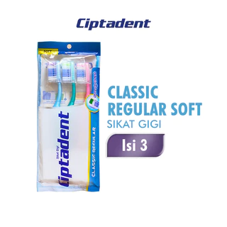 Ciptadent Sikat Gigi Classic Regular Soft Pack Isi 3 Pcs