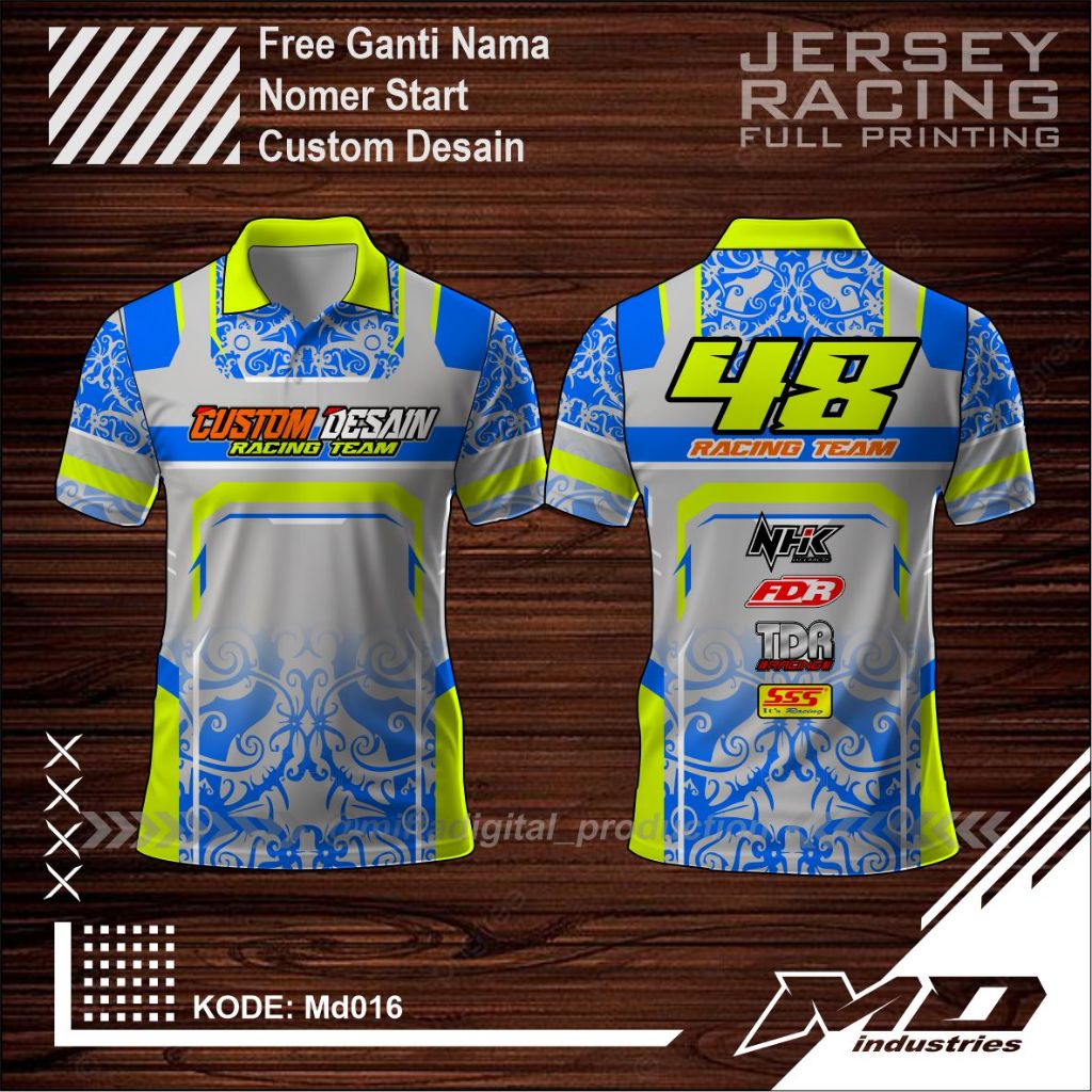 Jual Jersey Printing Racing Balap Kerah ( Custom Nama - Nomer ...