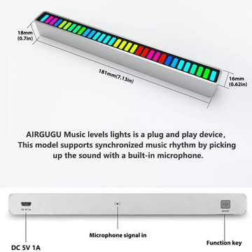 Lampu Led RGB Bar Strip Spectrum Audio Indicator Music Sound Control Led RGB Bar Spectrum Lampu