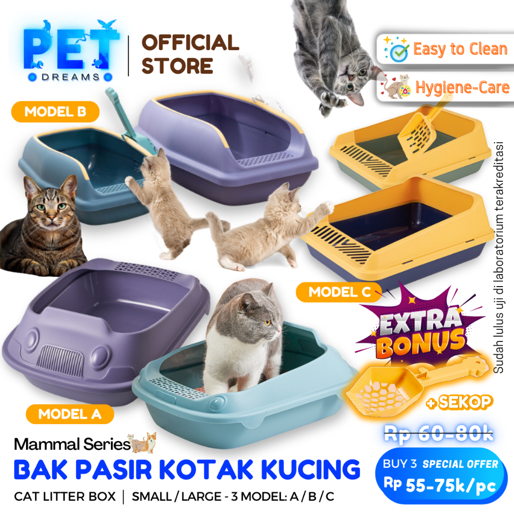 Jual CAT LITTER BOX TOILET TEMPAT PUP BAK PASIR KECIL JUMBO KOTAK LITER