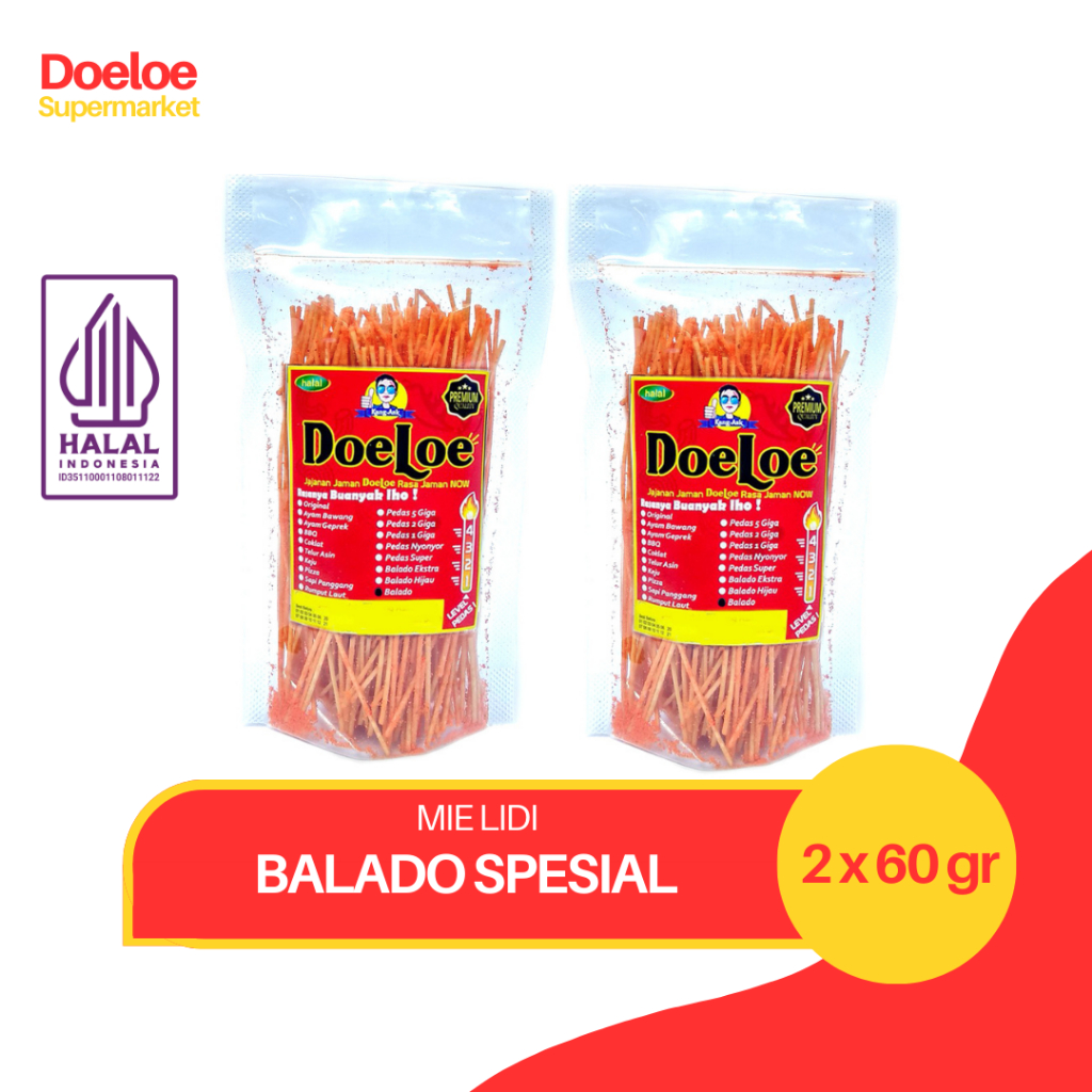 Jual Doeloe Mie Lidi Rasa Balado Spesial Pouch Snack Kang Ask 60gr x 2 ...