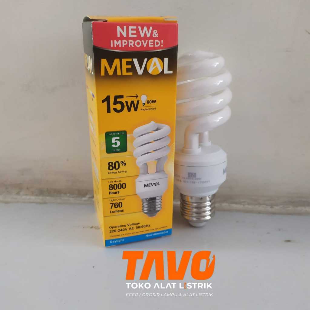 Jual MEVAL Lampu Tornado Spiral Cool Daylight/ Lampu Spiral 7 / 11 / 15 ...