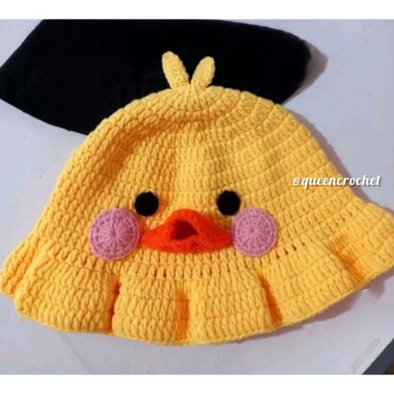 Jual duck bucket hat crochet/topi rajut bebek | Shopee Indonesia